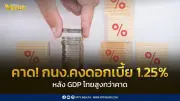 กนง. คาดคงอัตราดอกเบี้ย 1.25% หลัง GDP ไทยโตสูงกว่าคาด ลดแรงกดดันผ่อนคลายนโยบายการเงิน