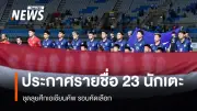 สมาคมฟุตบอลไทยประกาศ 23 นักเตะลุยเอเชียนคัพ พบเติร์กเมนิสถาน 31 มี.ค.