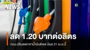 กบน.ลดอัตราเงินกองทุนน้ำมัน ดีเซล-เบนซิน ราคาขายปลีกลดลง 1.20 บาทต่อลิตร
