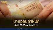 บาทอ่อนค่าแรงแตะ 32.82 บาทต่อดอลลาร์ รับมือผันผวนเจรจาสหรัฐ-อิหร่าน