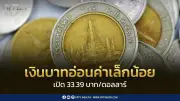 เงินบาทเปิด 33.39 อ่อนค่าเล็กน้อย จับตาตะวันออกกลาง-ประชุม FOMC